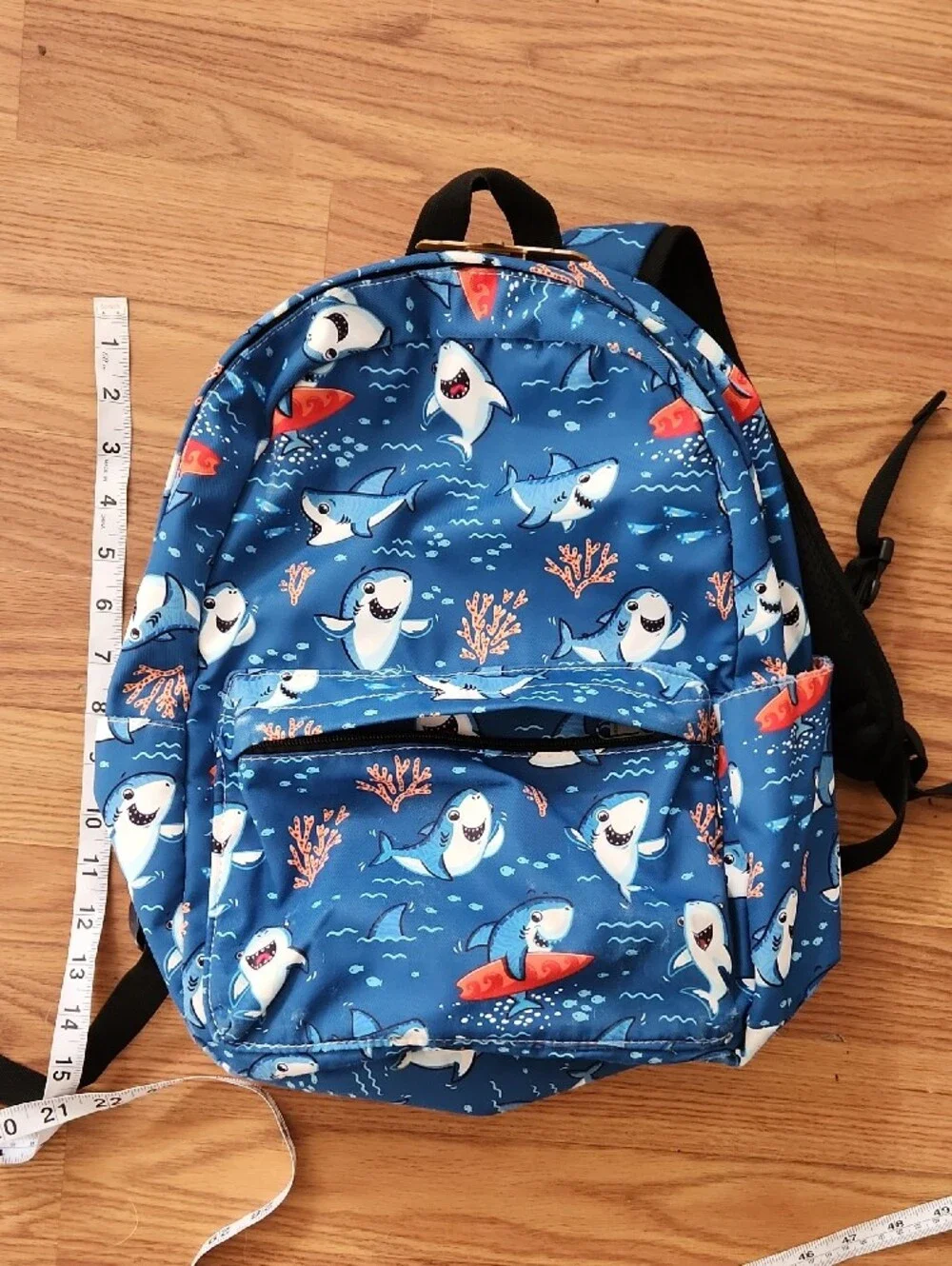 Kids Blue Shark Print Backpack - Unbranded